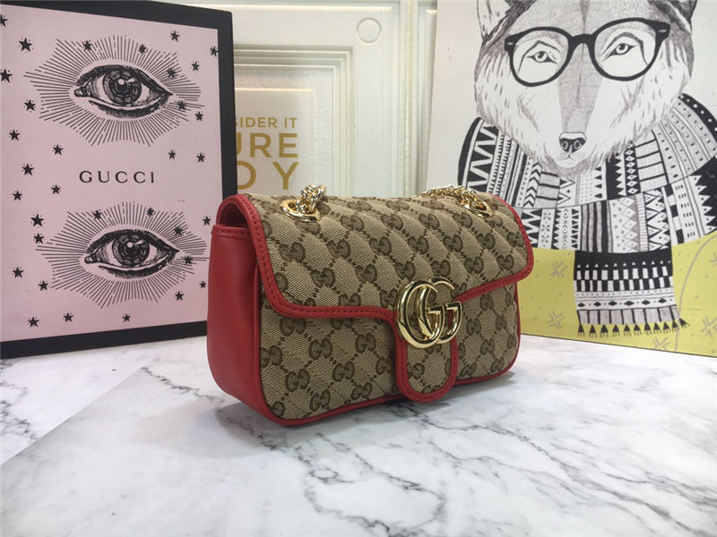 GG Marmont Mini Shoulder Original GG canvas Bag Red Mid