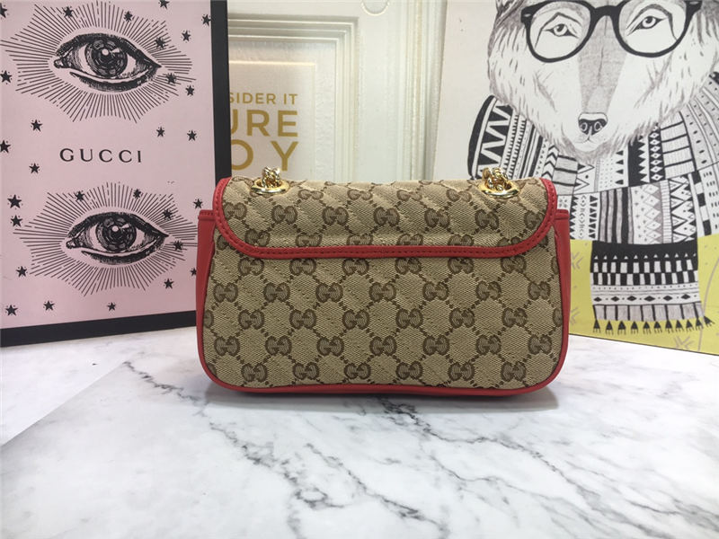 GG Marmont Mini Shoulder Original GG canvas Bag Red Mid