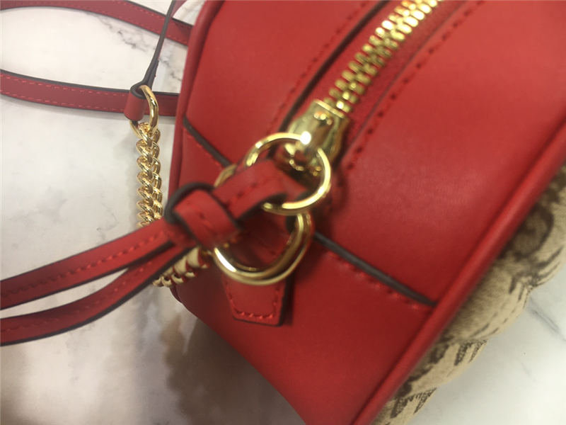 GG Marmont Small Shoulder Original GG canvas Bag Red Mid