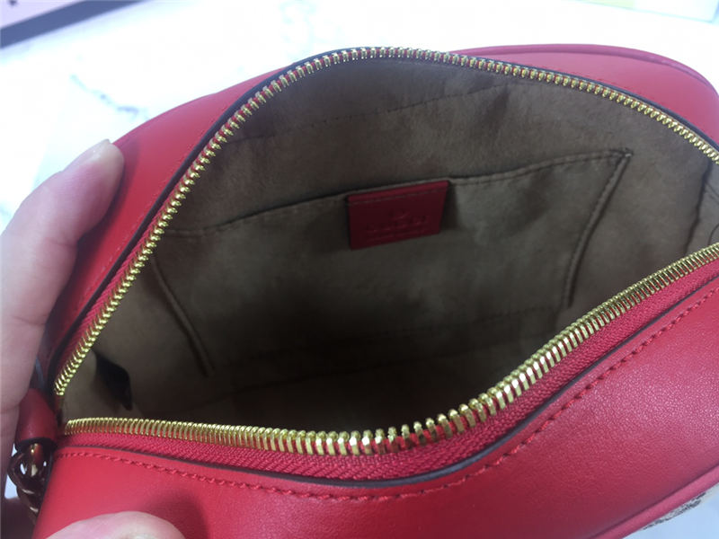 GG Marmont Small Shoulder Original GG canvas Bag Red Mid