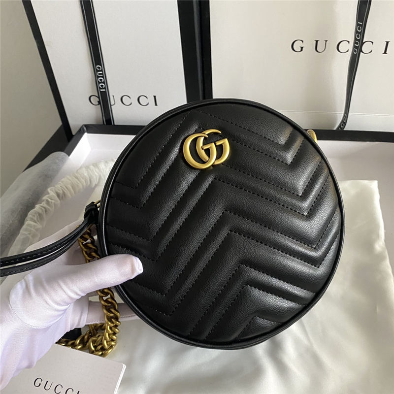 GG Marmont Mini round Shoulder Bag Black Mid