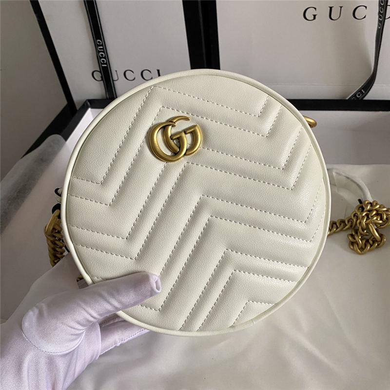 GG Marmont Mini round Shoulder Bag White Mid