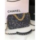 Chanel 19 Flap Bag Tweed, Gold-Tone, Silver-Tone & Ruthenium-Finish Metal Black & Ecru High