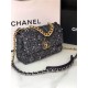 Chanel 19 Flap Bag Tweed, Gold-Tone, Silver-Tone & Ruthenium-Finish Metal Black & Ecru High