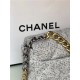 Large Chanel 19 Flap Bag Tweed, Gold-Tone, Silver-Tone & Ruthenium-Finish Metal Gray & Ecru High