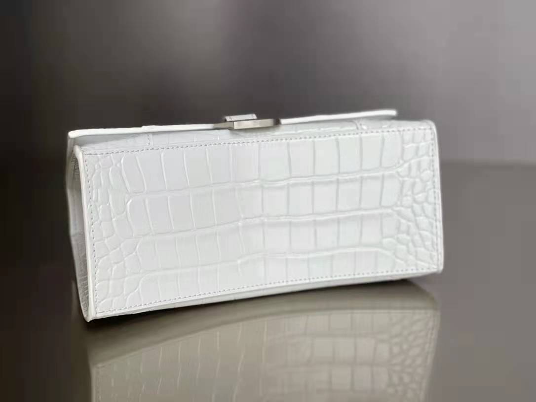 WOMEN'S HOURGLASS XS TOP HANDLE BAG Crocodile White High