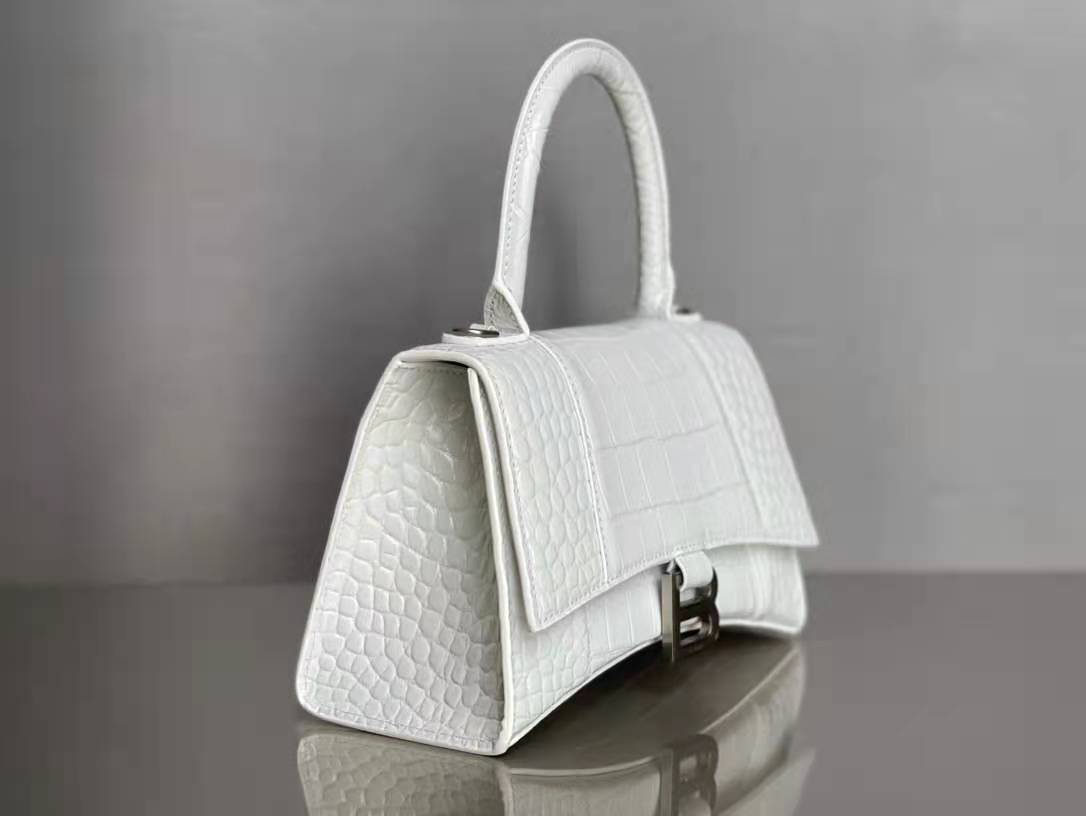 WOMEN'S HOURGLASS XS TOP HANDLE BAG Crocodile White High