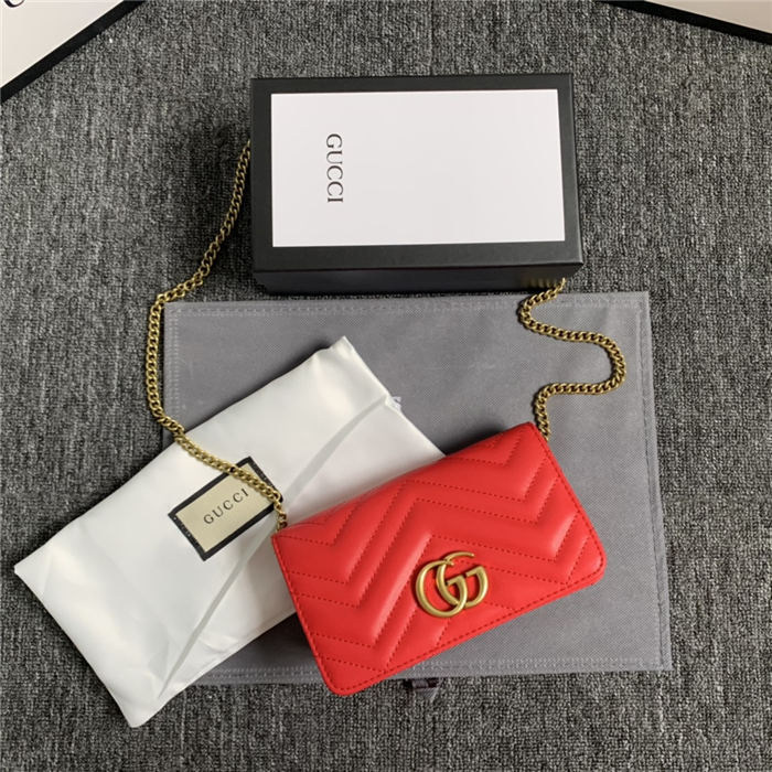 GG Marmont Mini Chain Bag Red Mid