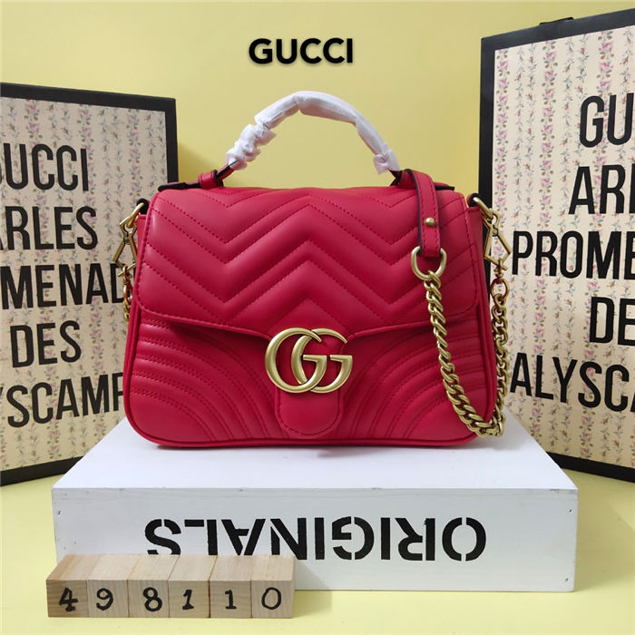 GG Marmont Small Top Handle bag 498110 Red Mid