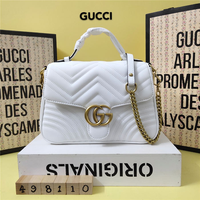 GG Marmont Small Top Handle bag 498110 White Mid