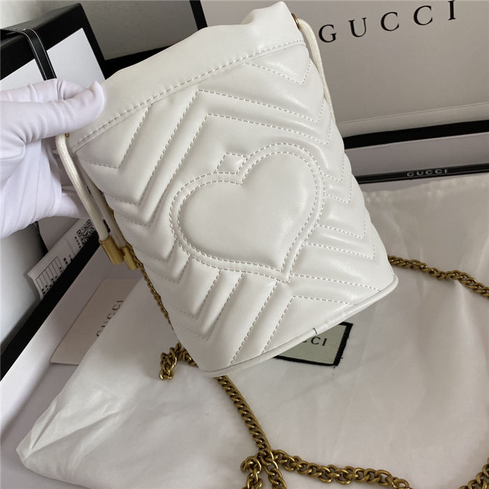 GG Marmont Mini Bucket Bag White Mid