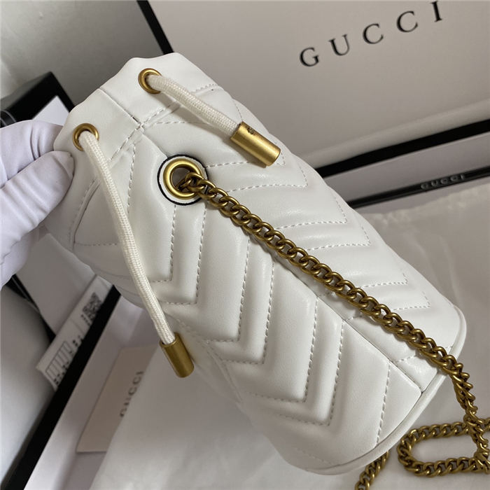 GG Marmont Mini Bucket Bag White Mid