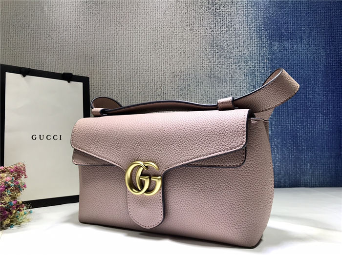 GG Marmont Medium Shoulder Bag Calfskin Pink Mid