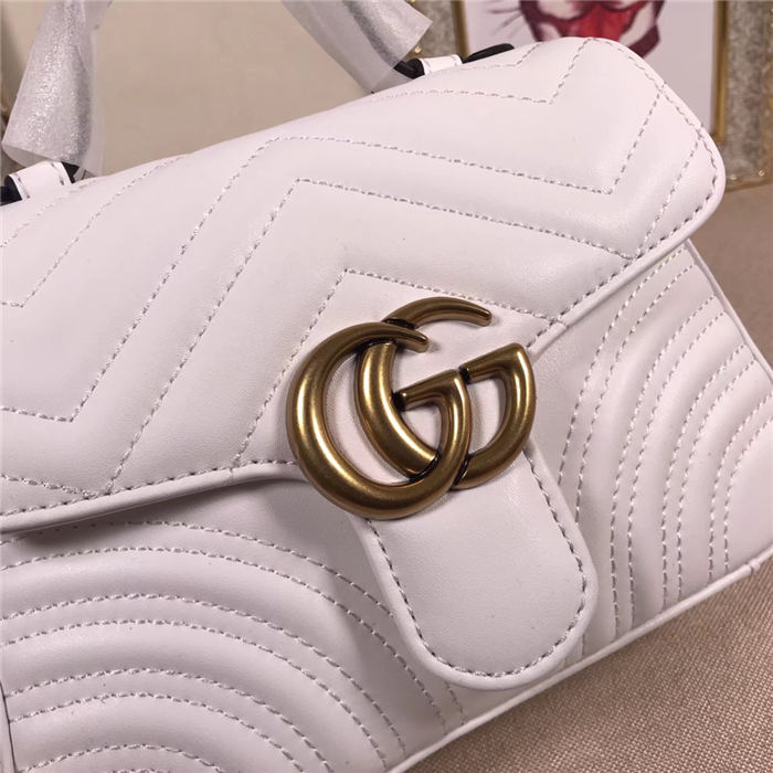 GG Marmont Mini Top Handle Bag White Mid