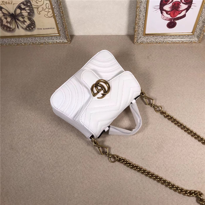 GG Marmont Mini Top Handle Bag White Mid