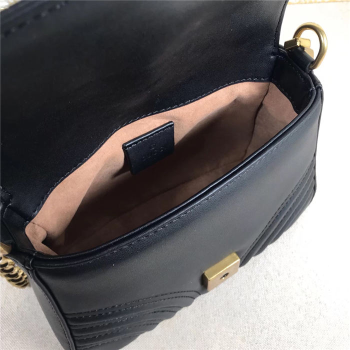 GG Marmont Mini Top Handle Bag Black Mid