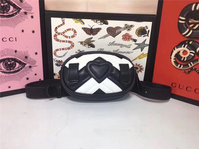 GG Marmont Belt Bag 476434 Black/White Mid