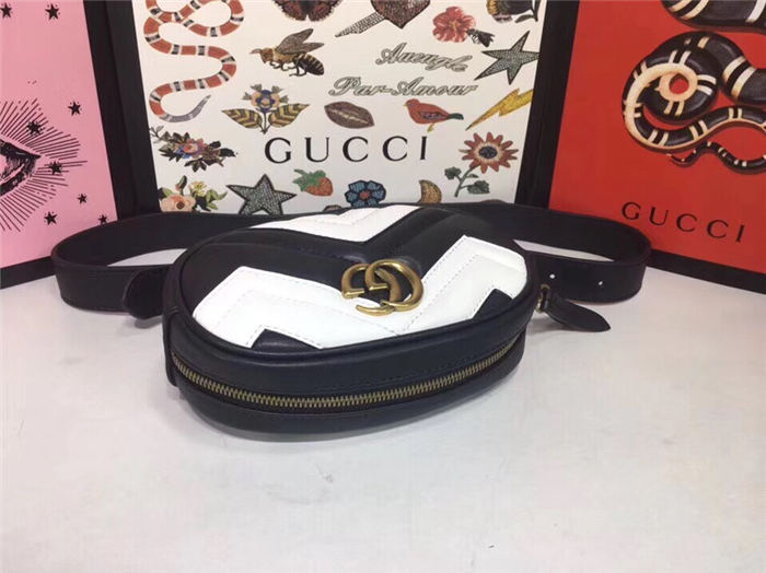 GG Marmont Belt Bag 476434 Black/White Mid