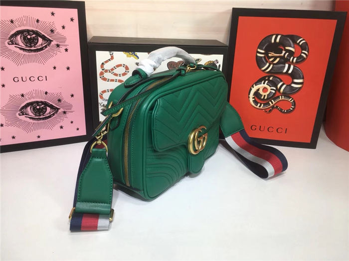 GG Marmont Small Shoulder Bag With Sylvie Strap 498100 Green Mid