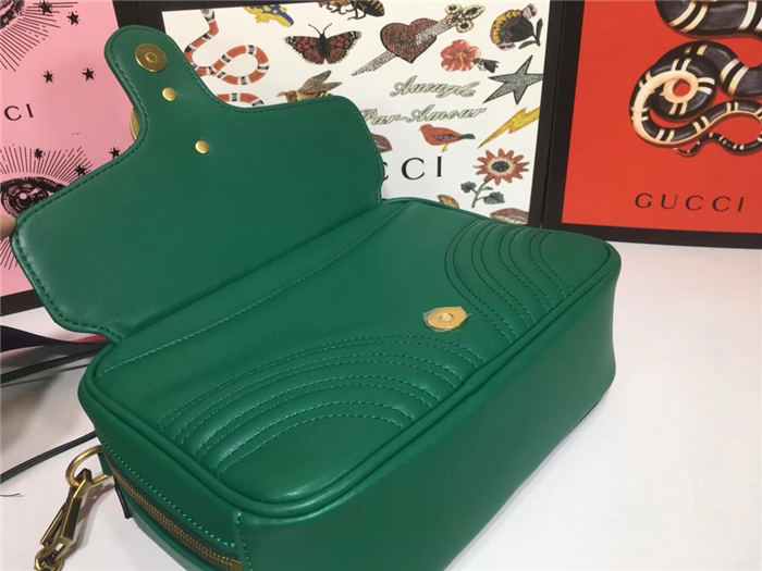 GG Marmont Small Shoulder Bag With Sylvie Strap 498100 Green Mid