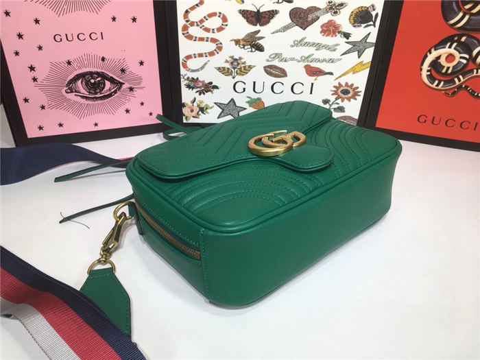 GG Marmont Small Shoulder Bag With Sylvie Strap 498100 Green Mid