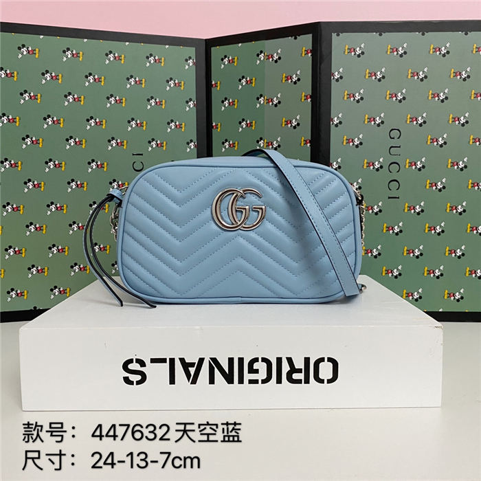 GG Marmont Small Shoulder Bag 447632 Blue Mid