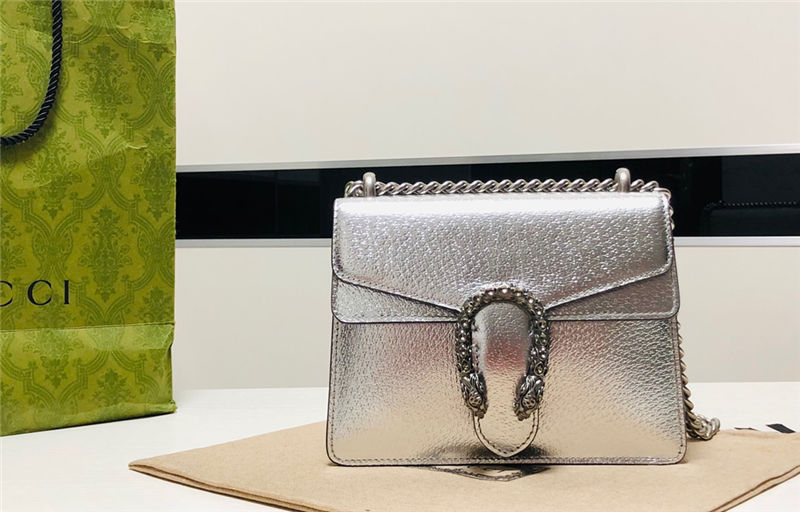 Dionysus Leather mini Bag 421970 Silver high