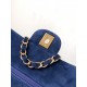 Medium CLASSIC HANDBAG Suede Gold Metal Blue A