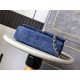 Medium CLASSIC HANDBAG Suede Gold Metal Blue A