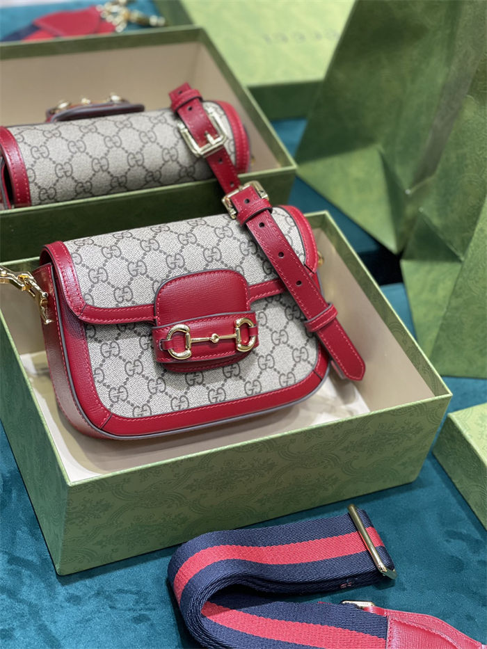 Gucci Horsebit 1955 mini bag 658574 GG Supreme canvas Red  High