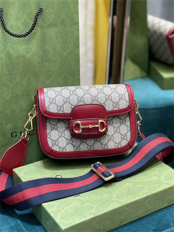 Gucci Horsebit 1955 mini bag 658574 GG Supreme canvas Red  High