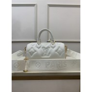 Louis Vuitton PAPILLON BB Quilted and embroidered smooth calf leather Snow M59827 High