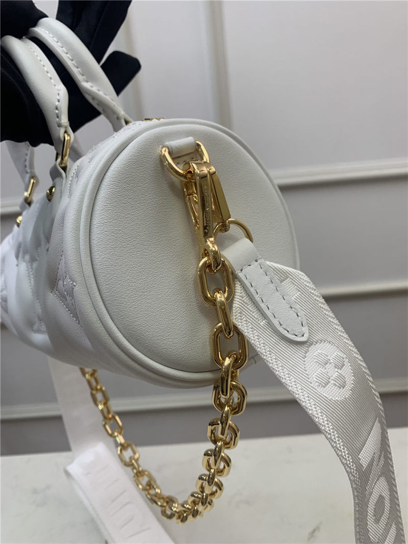 Louis Vuitton PAPILLON BB Quilted and embroidered smooth calf leather Snow M59827 High