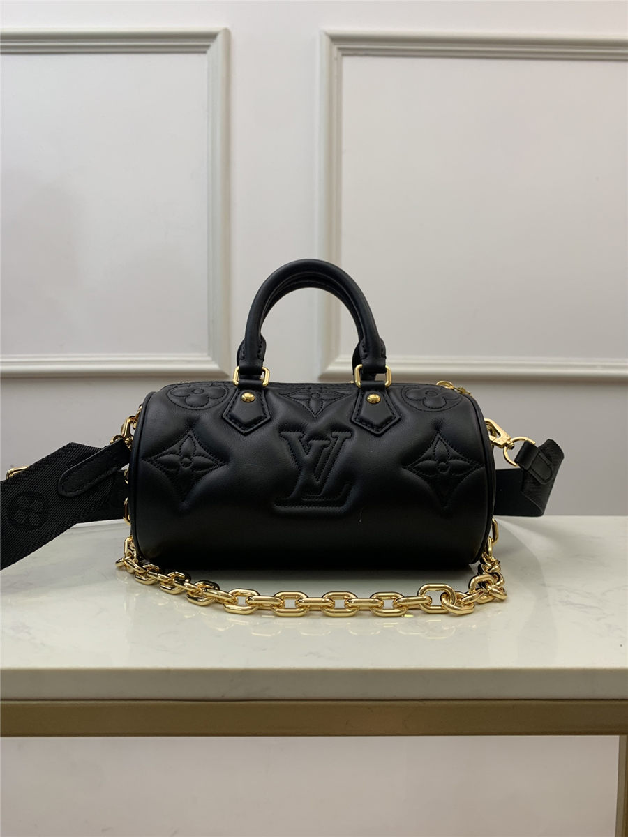 Louis Vuitton PAPILLON BB Quilted and embroidered smooth calf leather Black M59800 High