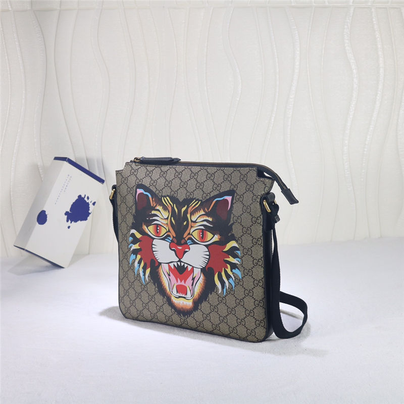 Angry Cat print GG Supreme flat messenger 473886 High