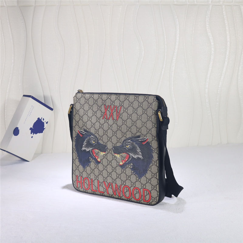 Wolf print GG Supreme flat messenger 473886 High