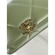 Chanel 19 WALLET ON CHAIN-A Shiny Lambskin, Gold/Silver-Tone & Ruthenium-Finish Metal Green A