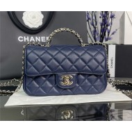 Chanel SMALL FLAP BAG With Top Diamond Handle Lambskin & Gold-Tone Metal AS4141 Navy High