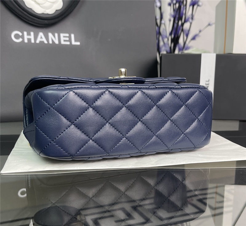 Chanel SMALL FLAP BAG With Top Diamond Handle Lambskin & Gold-Tone Metal AS4141 Navy High