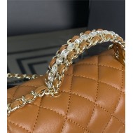 Chanel SMALL FLAP BAG With Top Diamond Handle Lambskin & Gold-Tone Metal AS4141 Caramel High