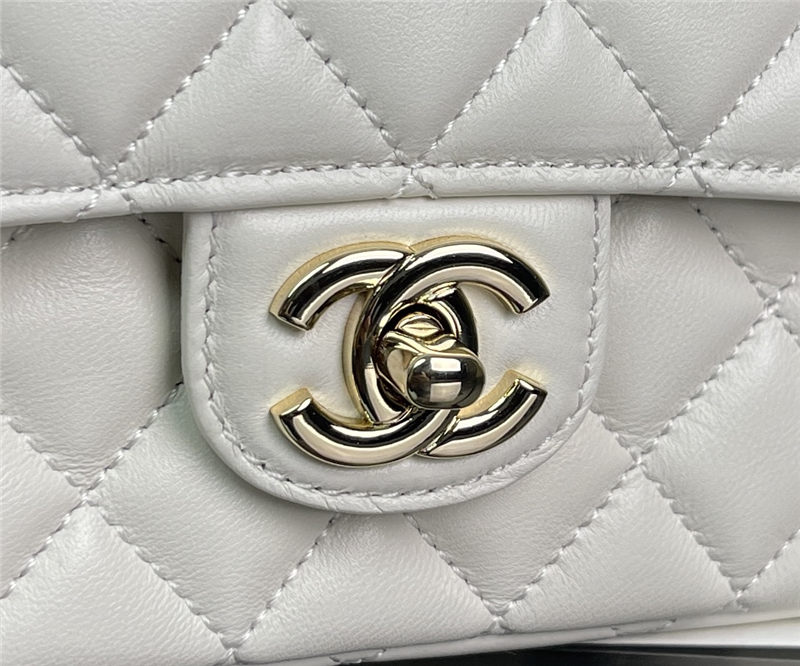 Chanel SMALL FLAP BAG With Top Diamond Handle Lambskin & Gold-Tone Metal AS4141 White High