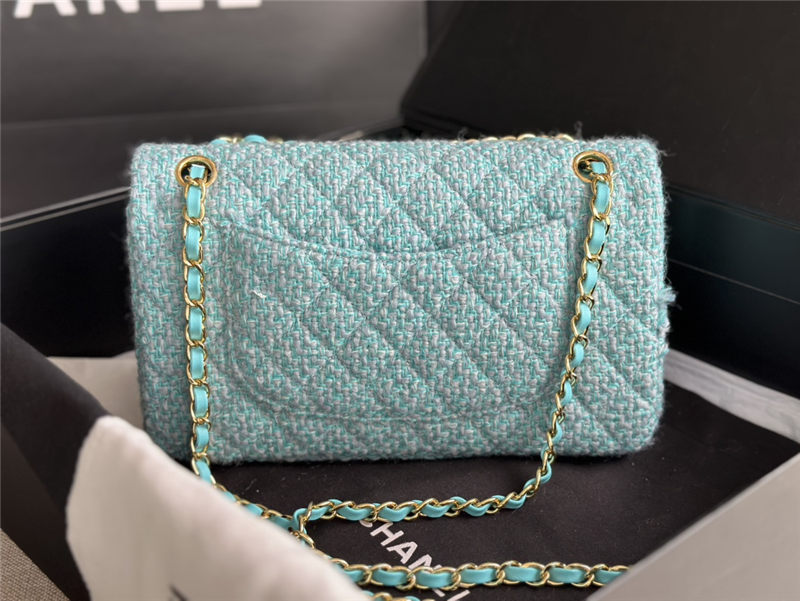 Chanel Medium Classic Flap Bag Tweed Green High