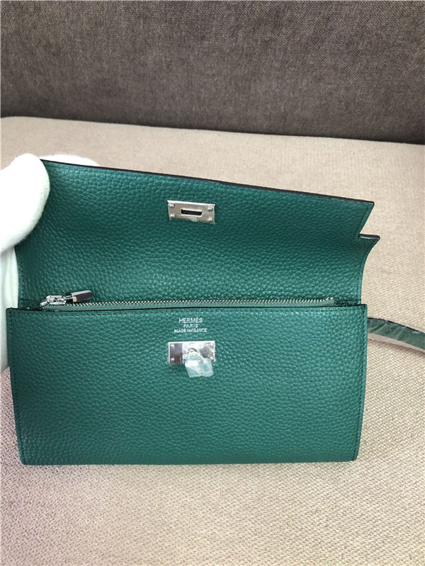 Hermes Kelly Classic Wallet Calfskin In Dk-Green High