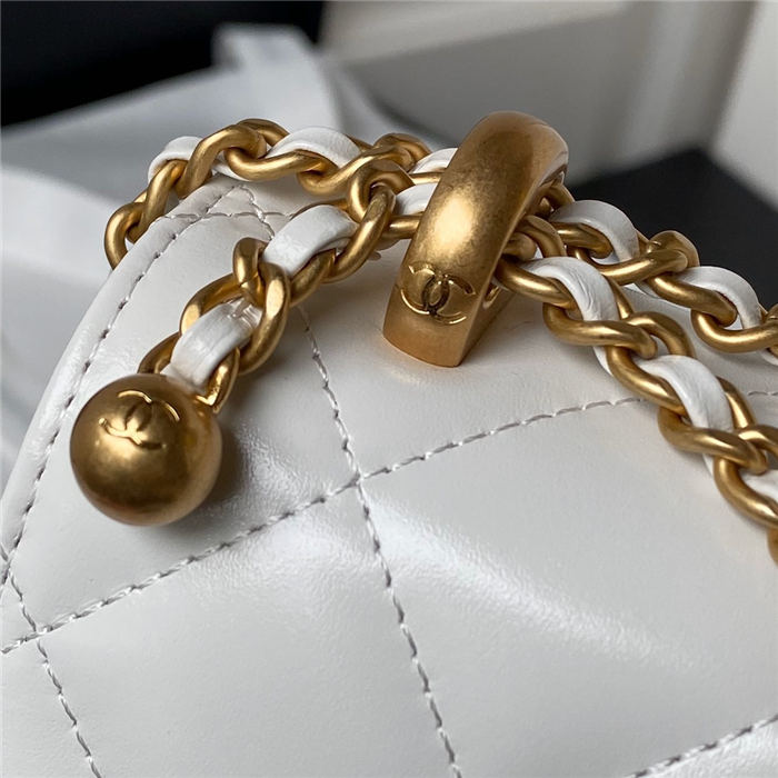 Chanel SMALL FLAP BAG Calfskin & Gold-Tone Metal AS2649 White A