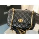 SMALL FLAP BAG Calfskin, Imitation Pearls & Gold-Tone Metal Black High