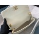 SMALL FLAP BAG Calfskin, Imitation Pearls & Gold-Tone Metal White High