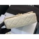 SMALL FLAP BAG Calfskin, Imitation Pearls & Gold-Tone Metal White High