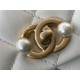 SMALL FLAP BAG Calfskin, Imitation Pearls & Gold-Tone Metal White High