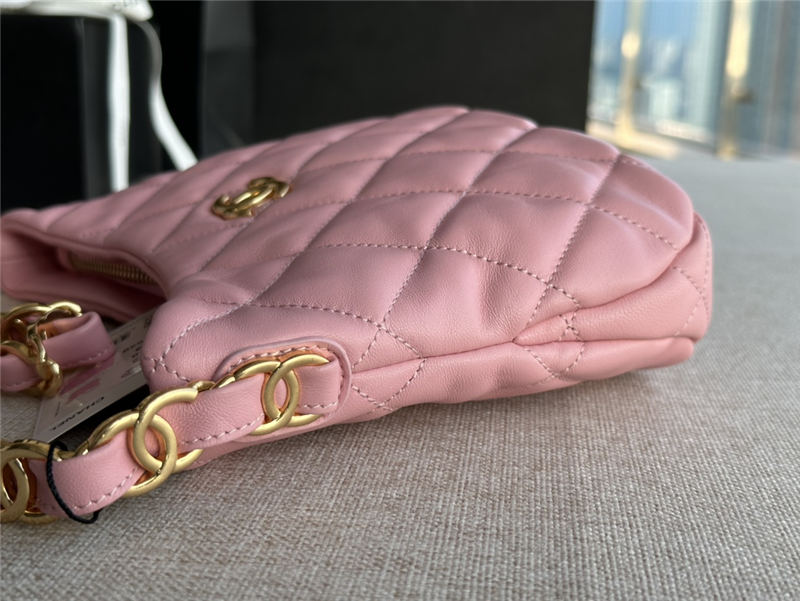 HOBO HANDBAG AS3562 Lambskin & Gold-Tone Metal Pink High