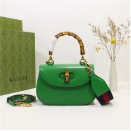 Gucci Bamboo 1947 small top handle bag Green Leather 675797 High